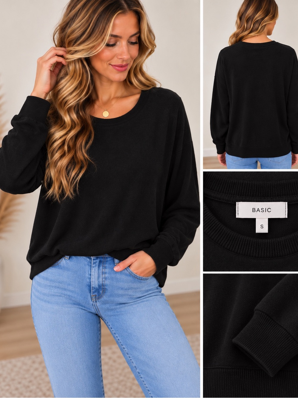Urban Heritage Black Crewneck Sweater